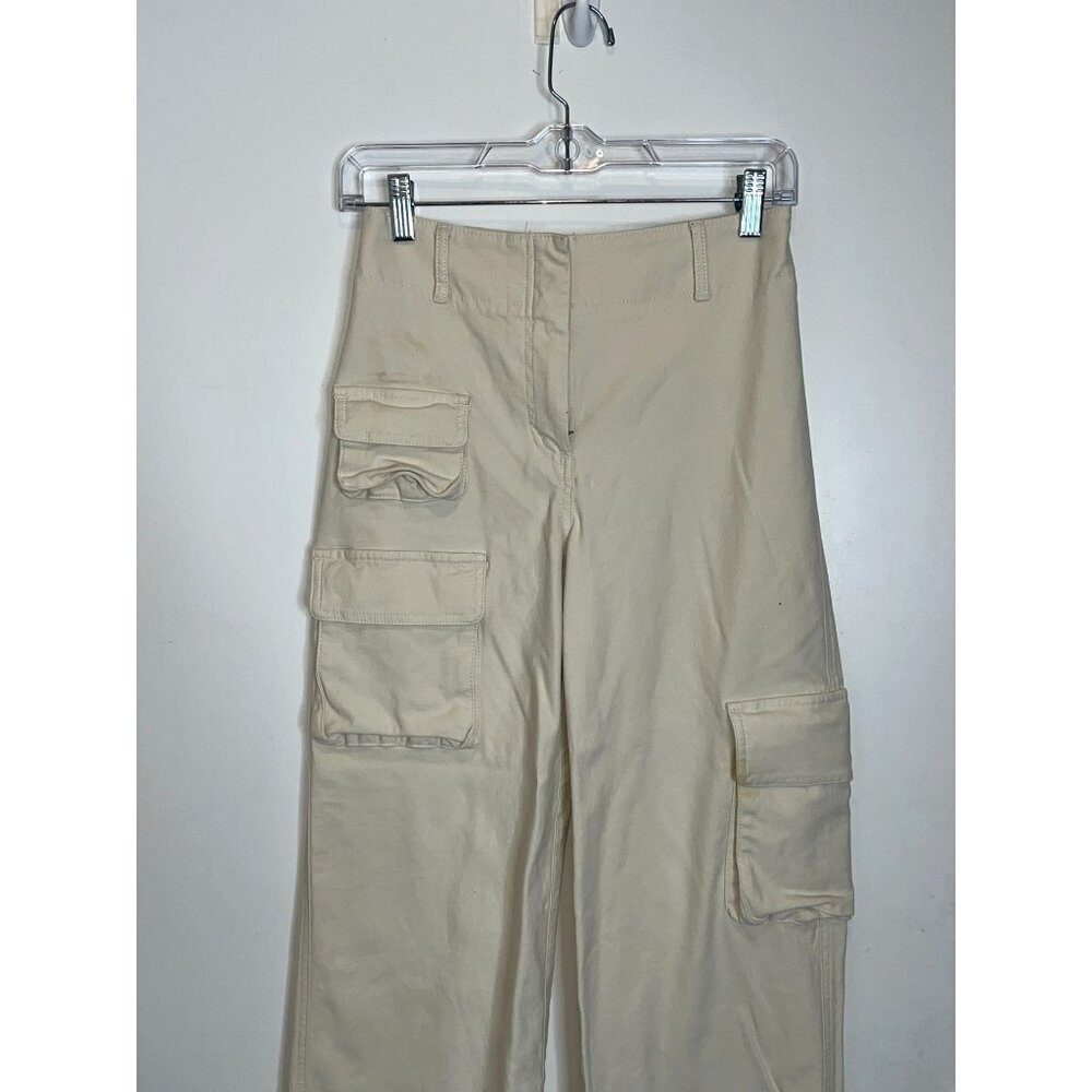 Aritzia Wilfred Free Modern Cargo Pant Women 2 Beige Cotton High Rise Designer. - Picture 3 of 9